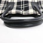 Saint Laurent Paris Rive Gauche Wool x Leather Tote bag Black x White 499290