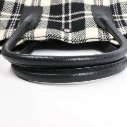 Saint Laurent Paris Rive Gauche Wool x Leather Tote bag Black x White 499290