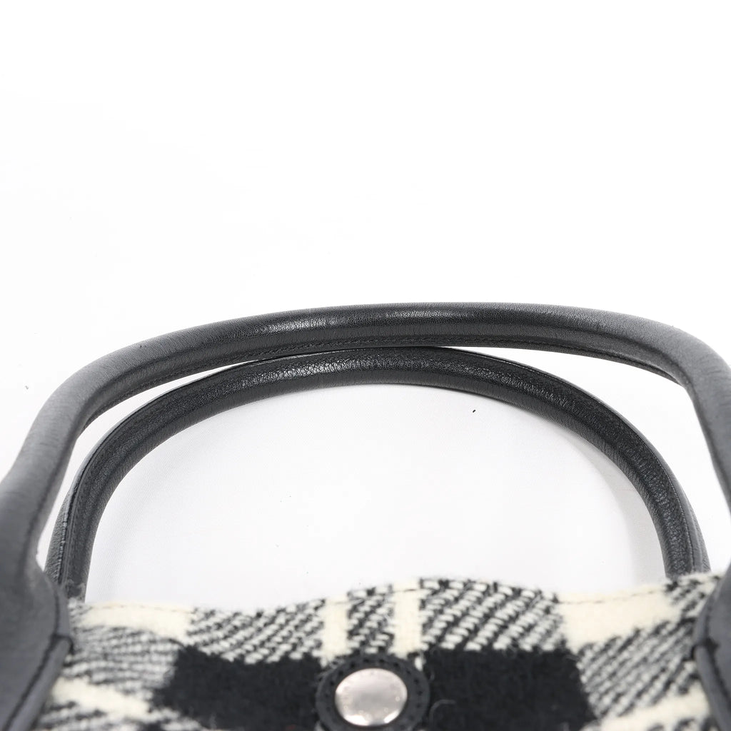 Saint Laurent Paris Rive Gauche Wool x Leather Tote bag Black x White 499290