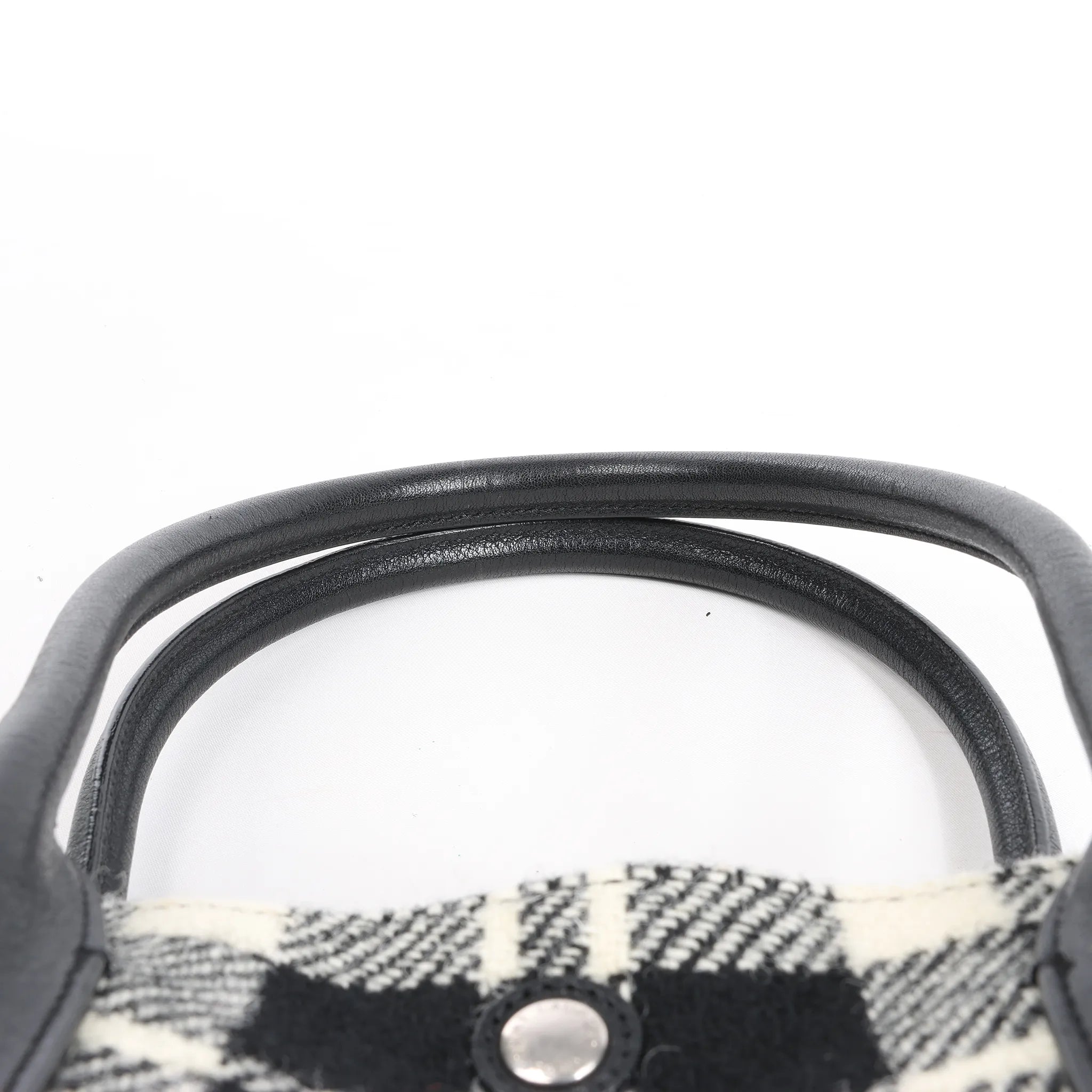Saint Laurent Paris Rive Gauche Wool x Leather Tote bag Black x White 499290