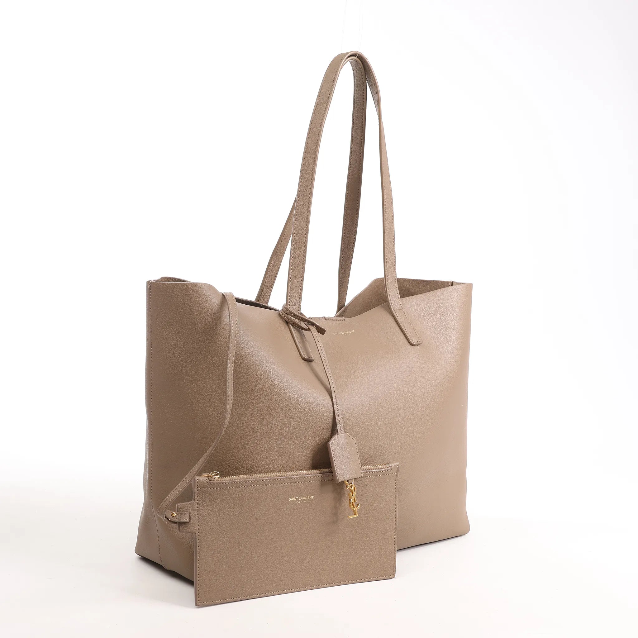 Saint Laurent Paris Shopping Leather Shoulder Bag in Beige 394195