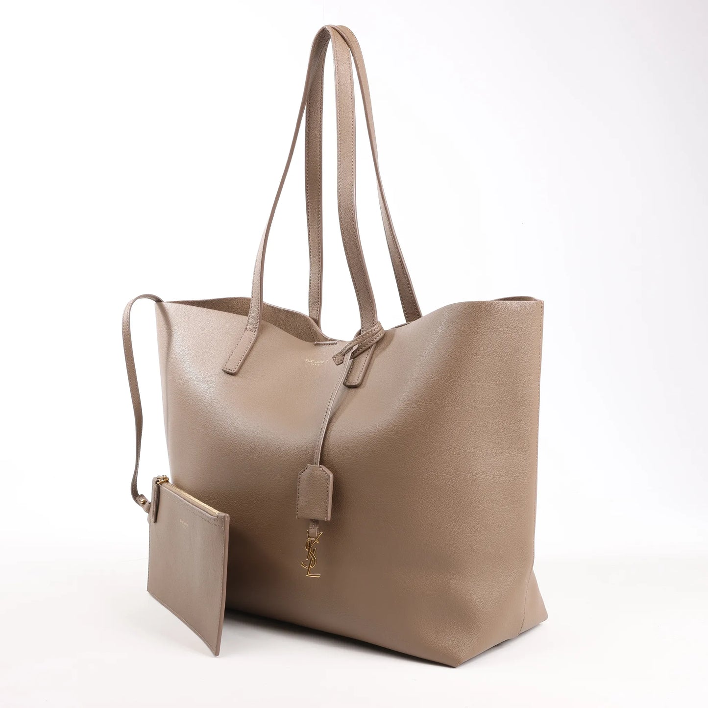 Saint Laurent Paris Shopping Leather Shoulder Bag in Beige 394195