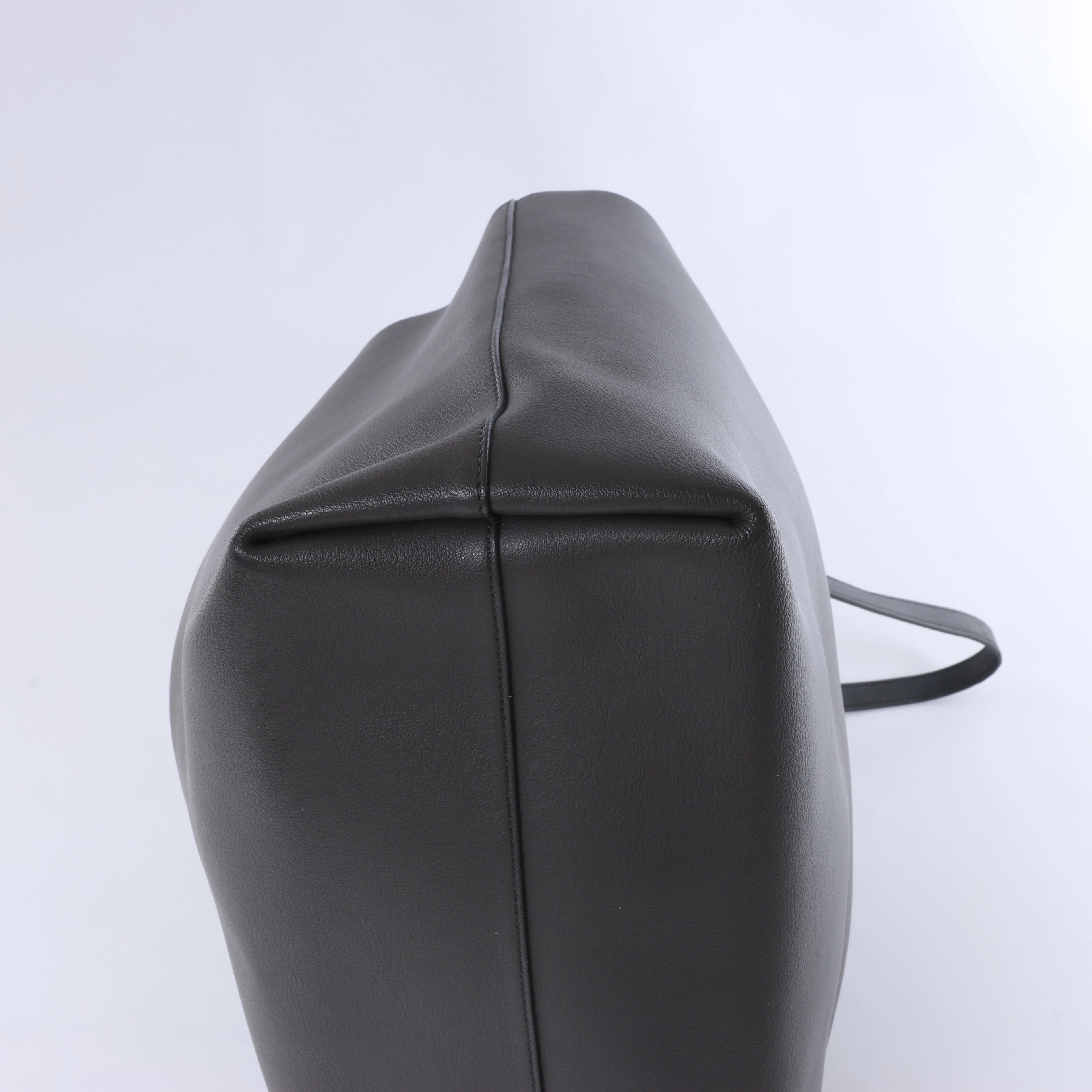 Saint Laurent Paris Sac Shopping Leather Tote in Dark Gray