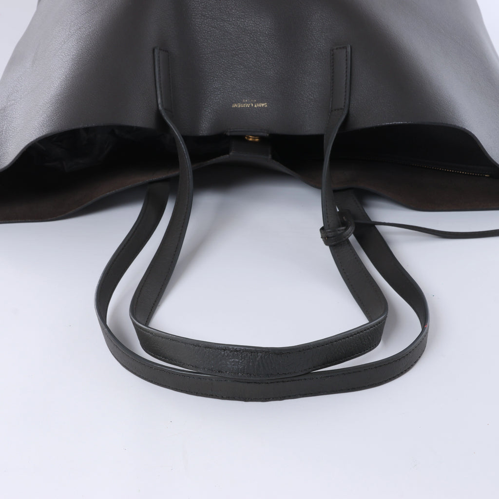 Saint Laurent Paris Sac Shopping Leather Tote in Dark Gray