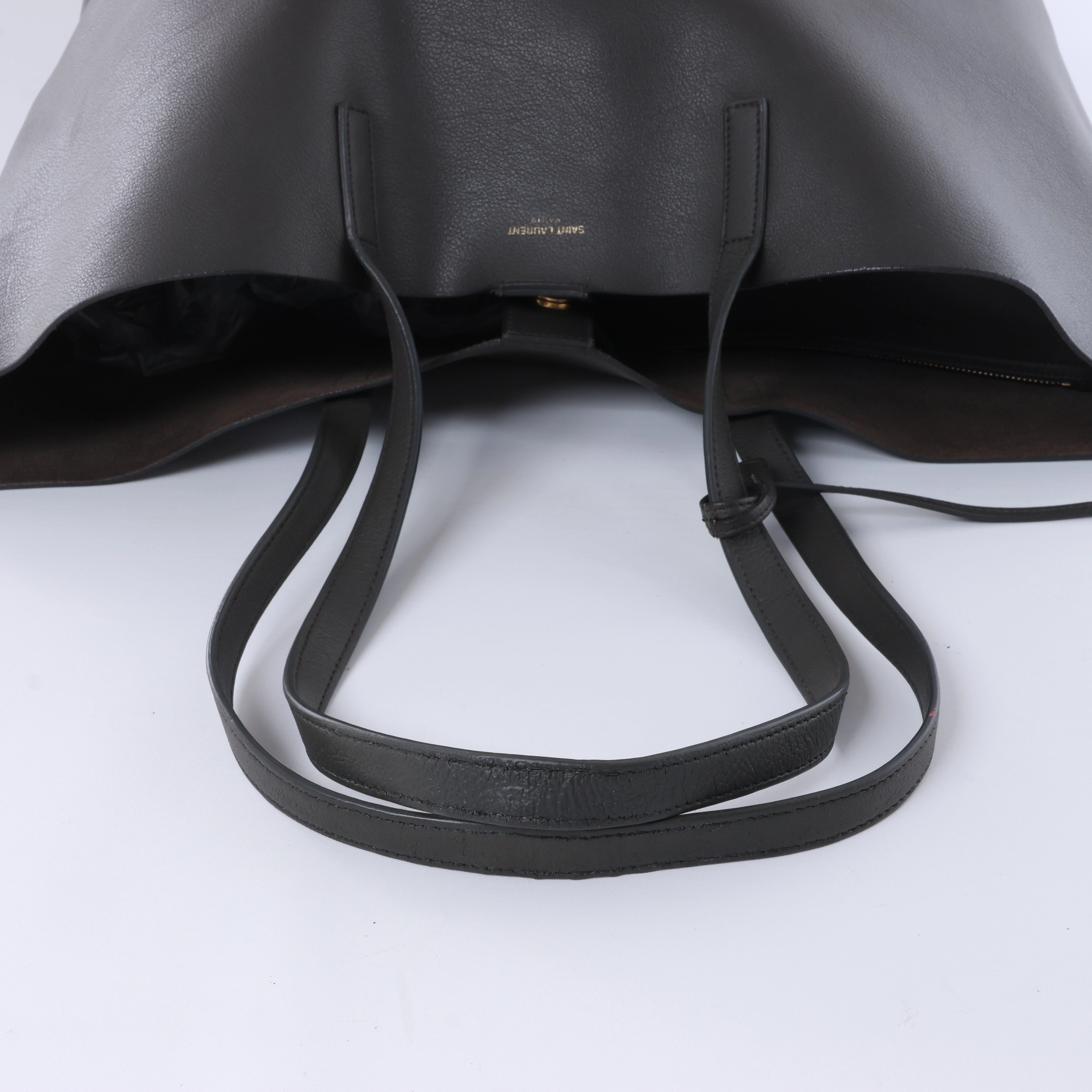 Saint Laurent Paris Sac Shopping Leather Tote in Dark Gray