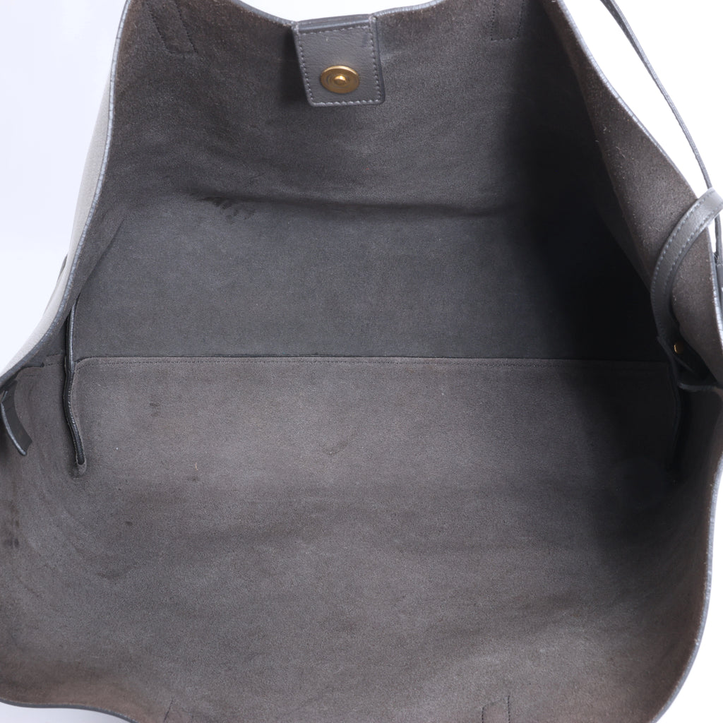 Saint Laurent Paris Sac Shopping Leather Tote in Dark Gray