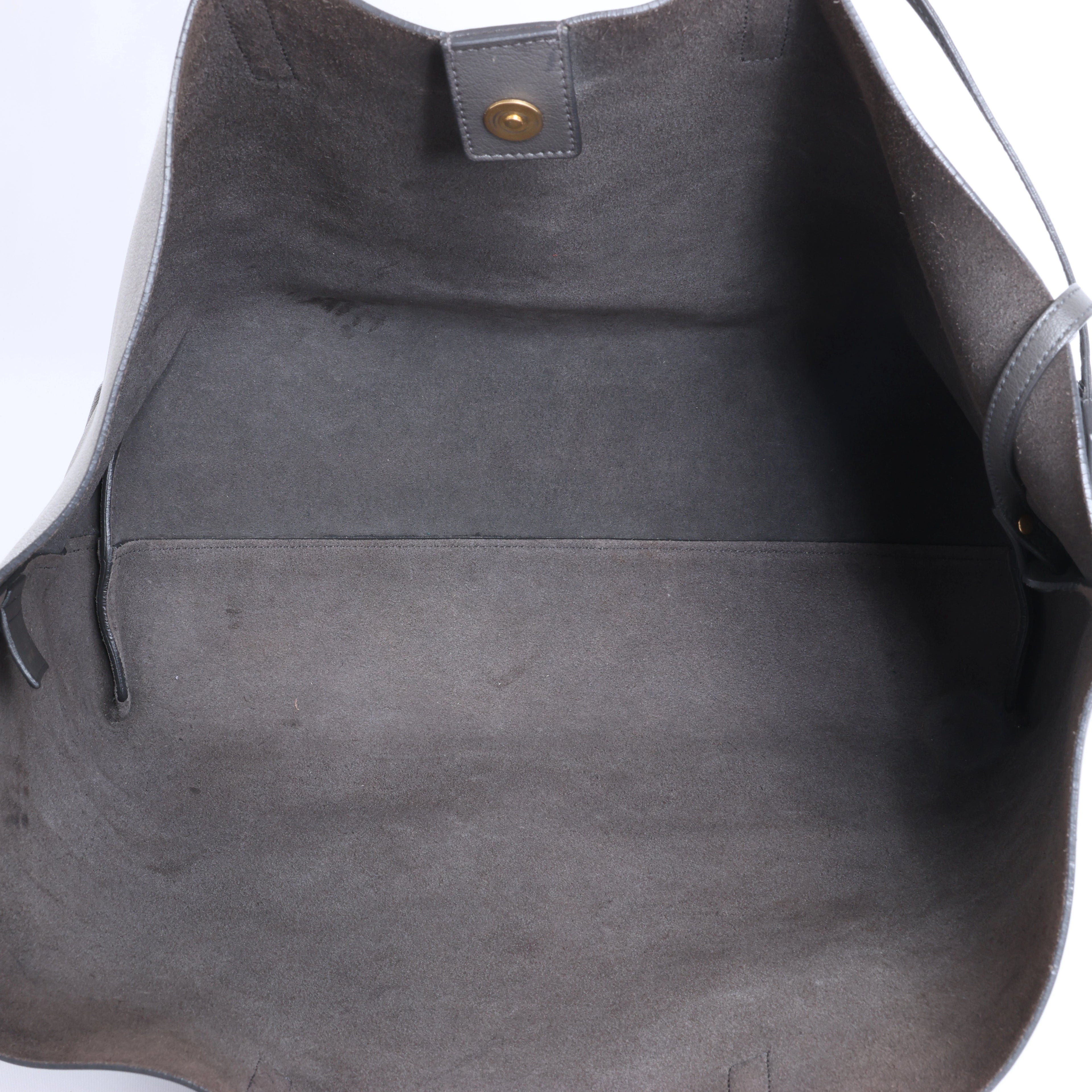 Saint Laurent Paris Sac Shopping Leather Tote in Dark Gray