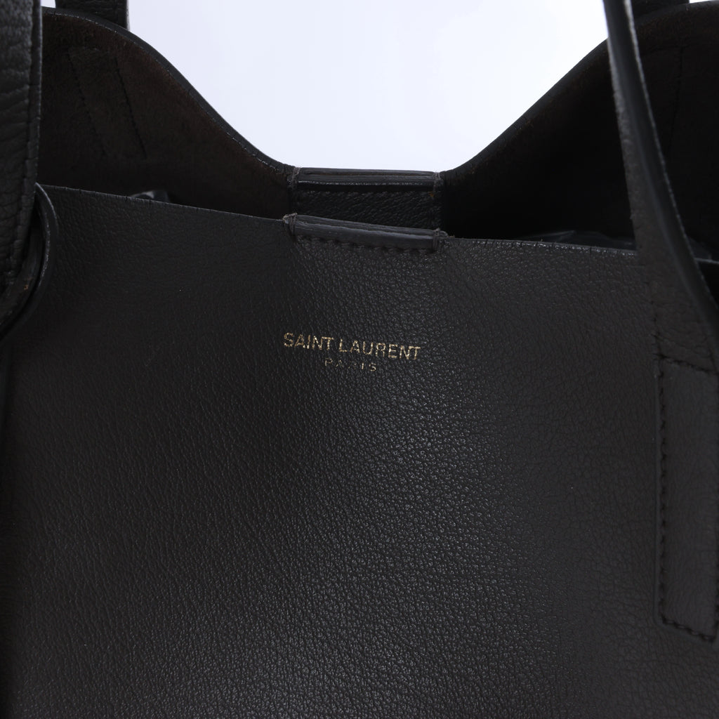 Saint Laurent Paris Sac Shopping Leather Tote in Dark Gray