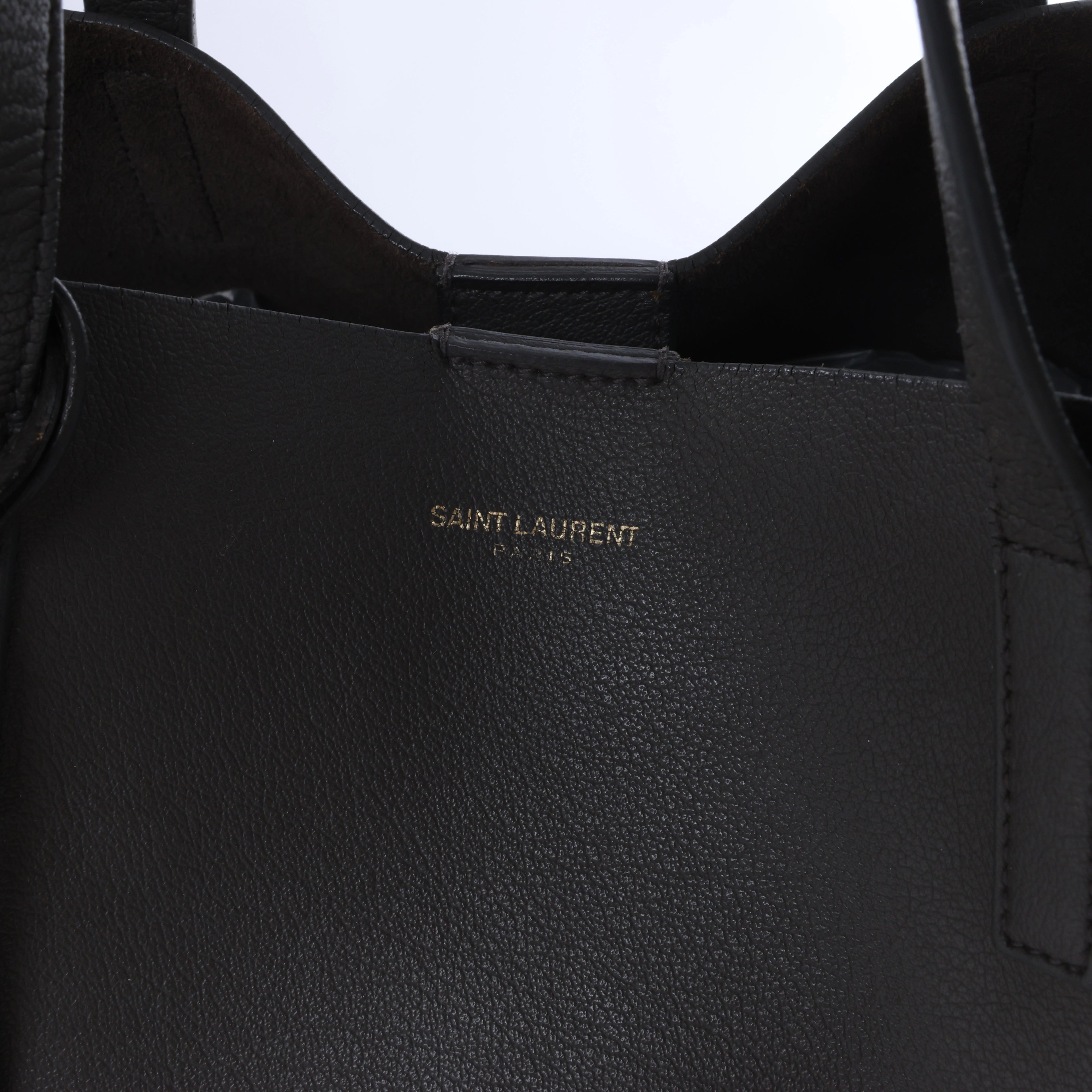 Saint Laurent Paris Sac Shopping Leather Tote in Dark Gray