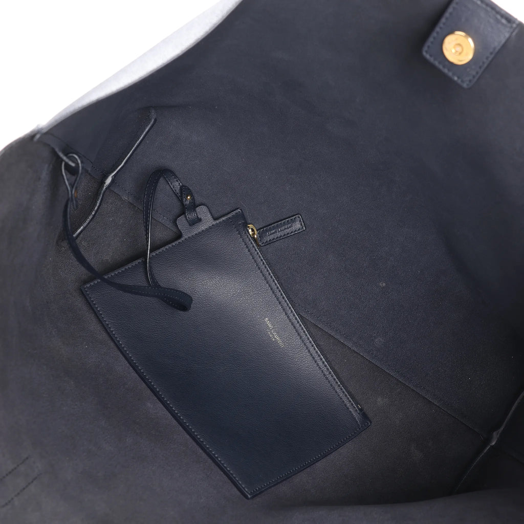 Saint Laurent Paris Shopping Leather Shoulder Bag in Navy Blue 394195