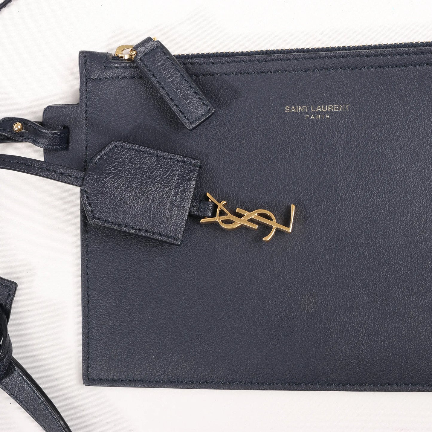 Saint Laurent Paris Shopping Leather Shoulder Bag in Navy Blue 394195