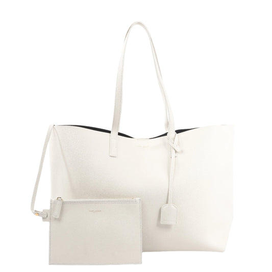 Sac Shopping en cuir écru Saint Laurent Paris 394195