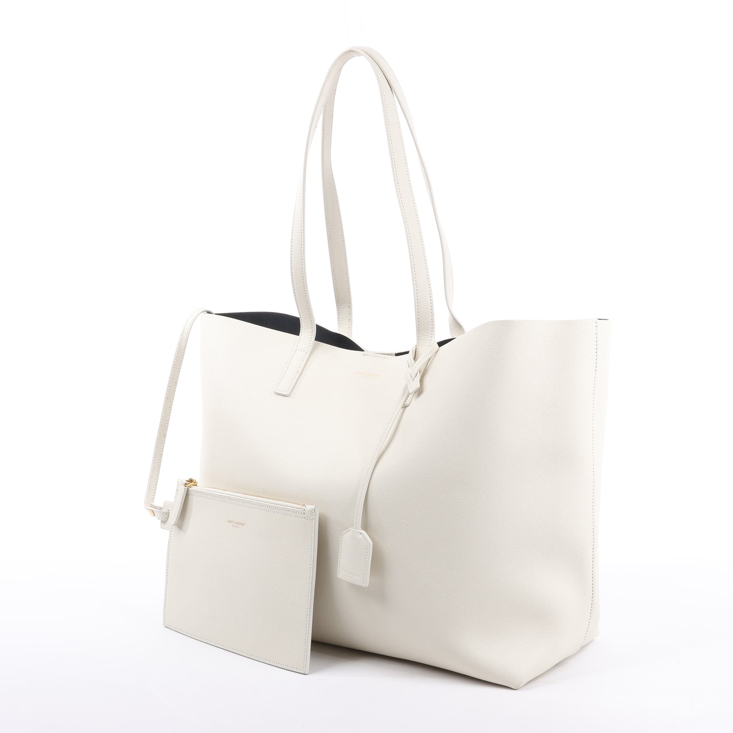 Saint Laurent Paris Sac Shopping Leather Shoulder bag in Ecru 394195