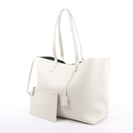 Sac Shopping en cuir écru Saint Laurent Paris 394195