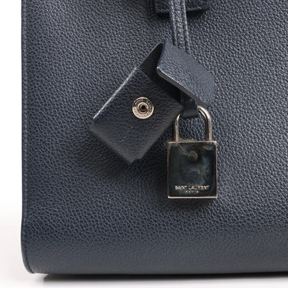 Saint Laurent Paris Sac de Jour Baby Leather 2Way Handbag in Navy Blue 392032