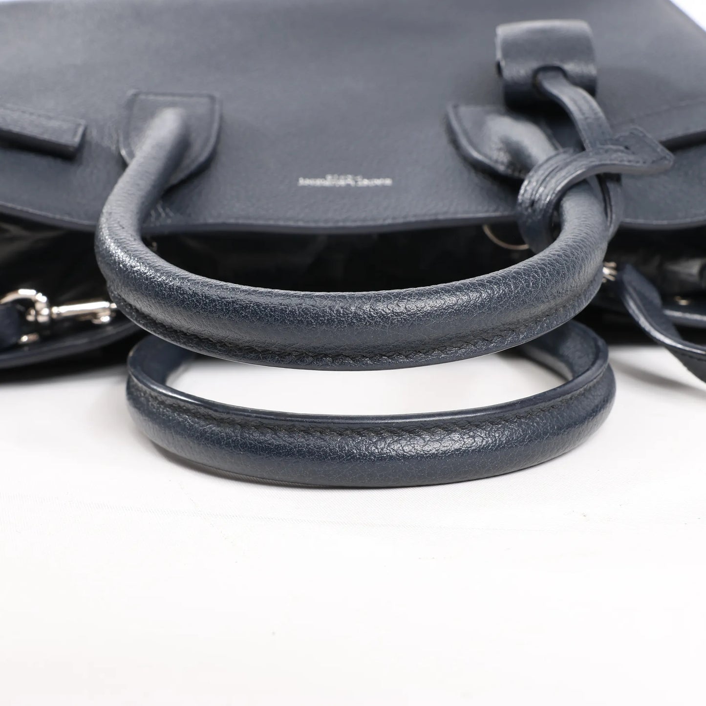 Saint Laurent Paris Sac de Jour Baby Leather 2Way Handbag in Navy Blue 392032