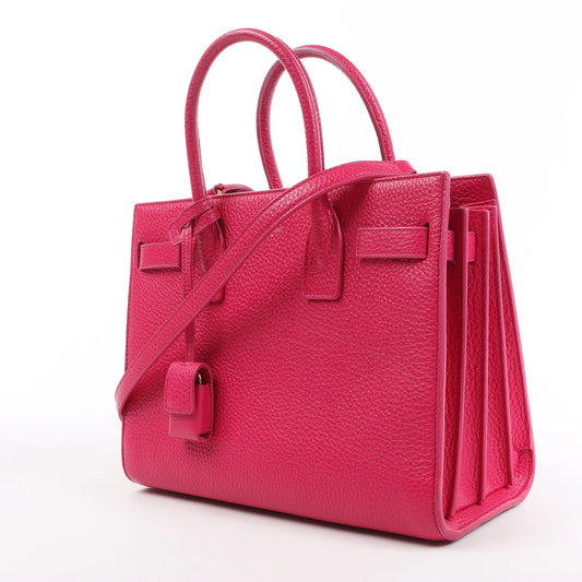 Saint Laurent Paris Sac de Jour Baby Leather Handbag in Pink 377183