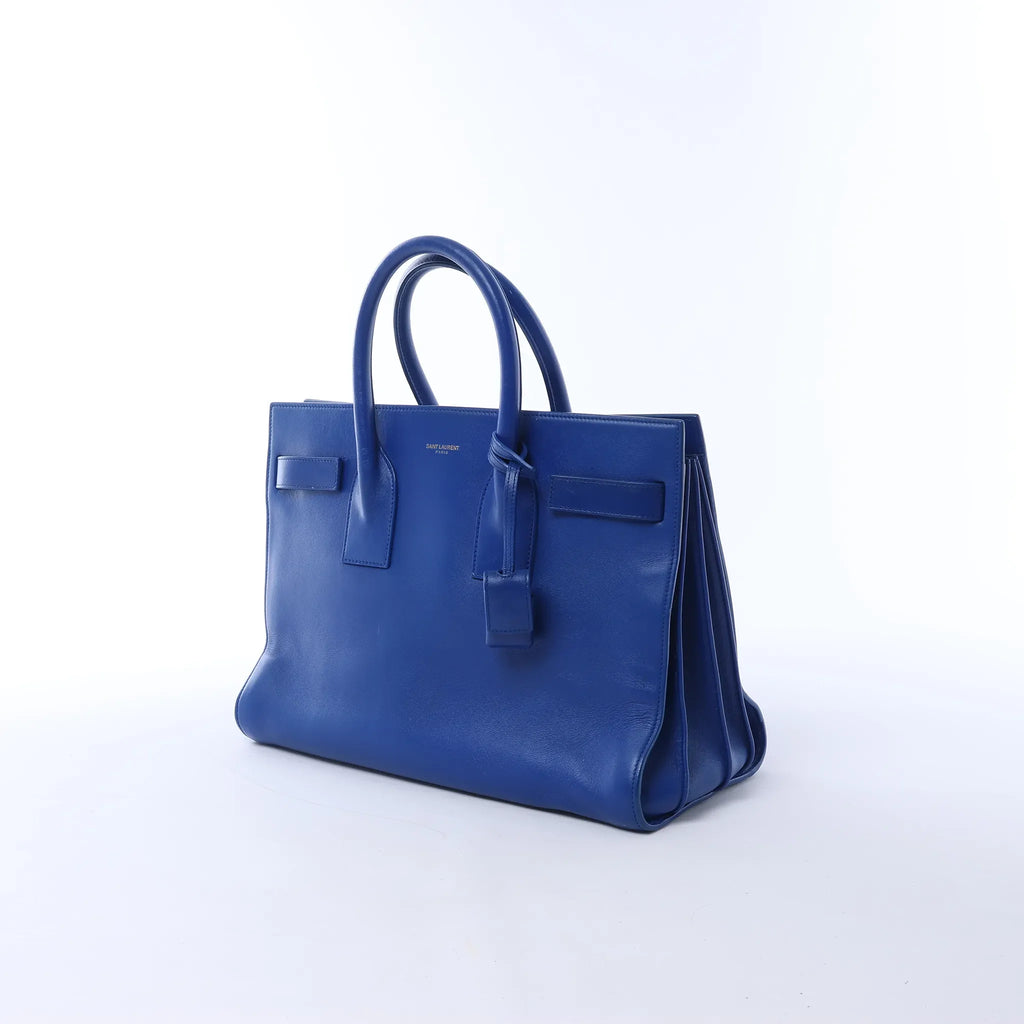 Saint Laurent Paris Sac de Jour Leather 2way Handbag in Blue 324823