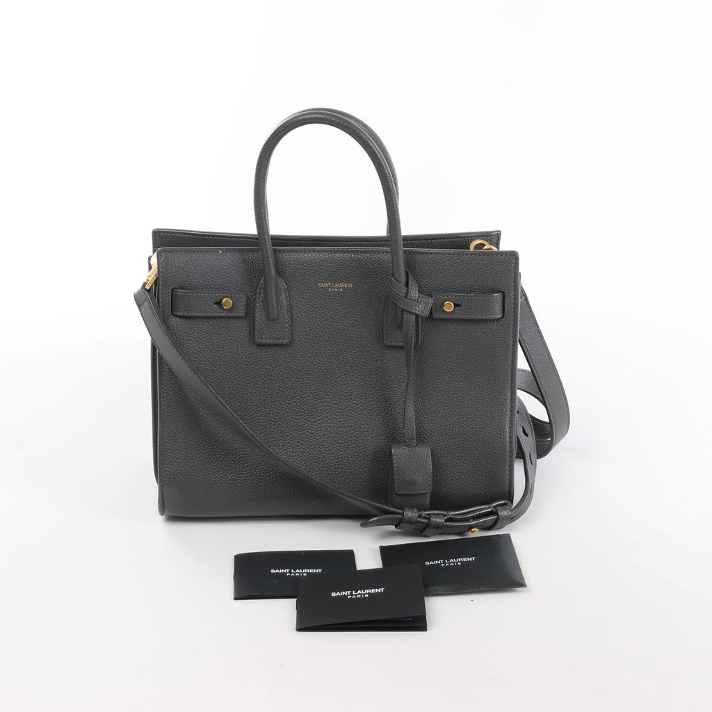 Bolso de mano de piel Sac de Jour de Saint Laurent Paris en color burdeos 347543