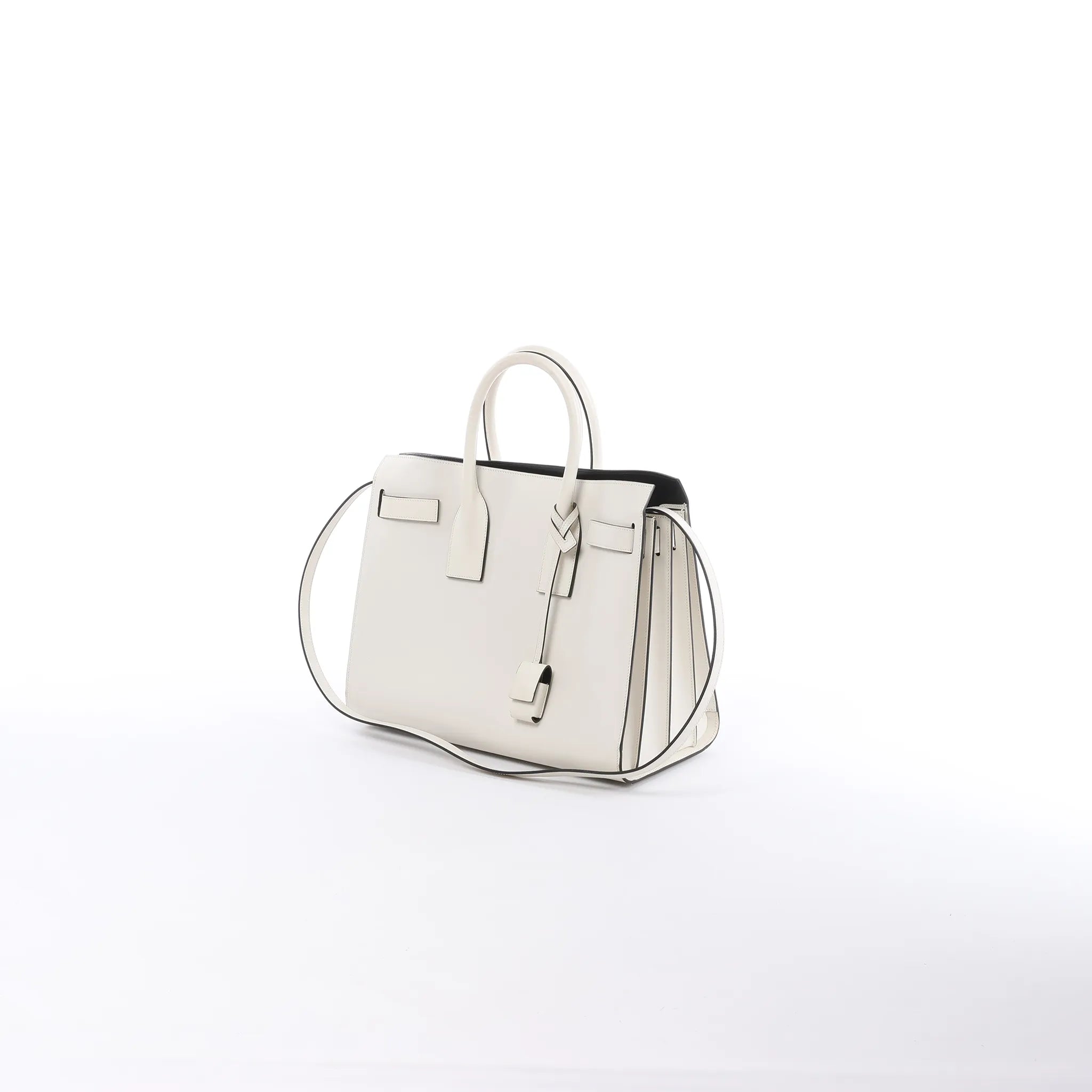 Saint Laurent Paris Sac de Jour Leather 2way Handbag in White 378299