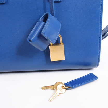 Saint Laurent Paris Sac de Jour Leather 2Way Handbag in Blue 340778