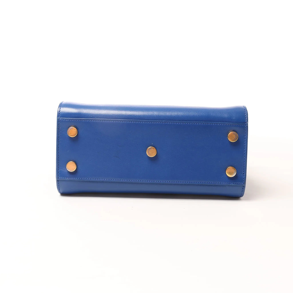 Saint Laurent Paris Sac de Jour Nano Leather 2Way Handbag Blue 340778