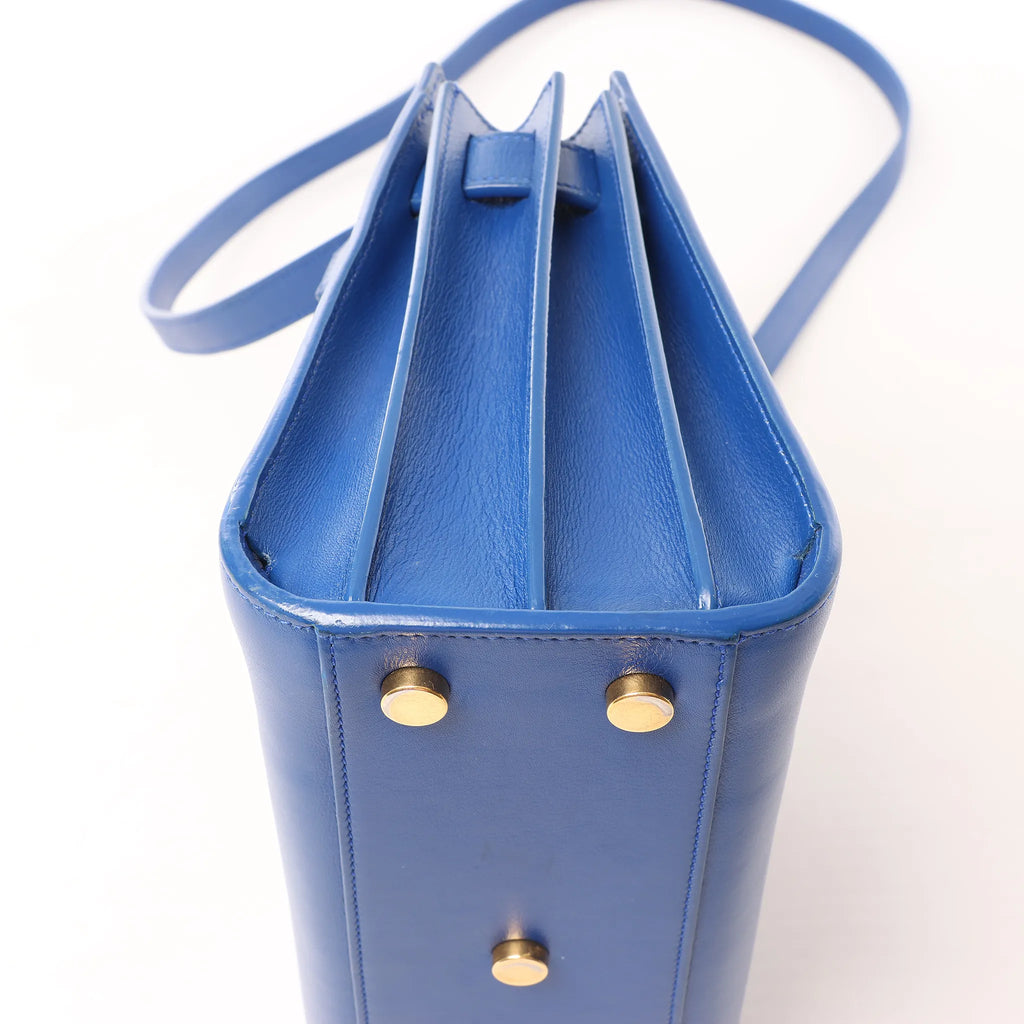 Saint Laurent Paris Sac de Jour Nano Leather 2Way Handbag Blue 340778