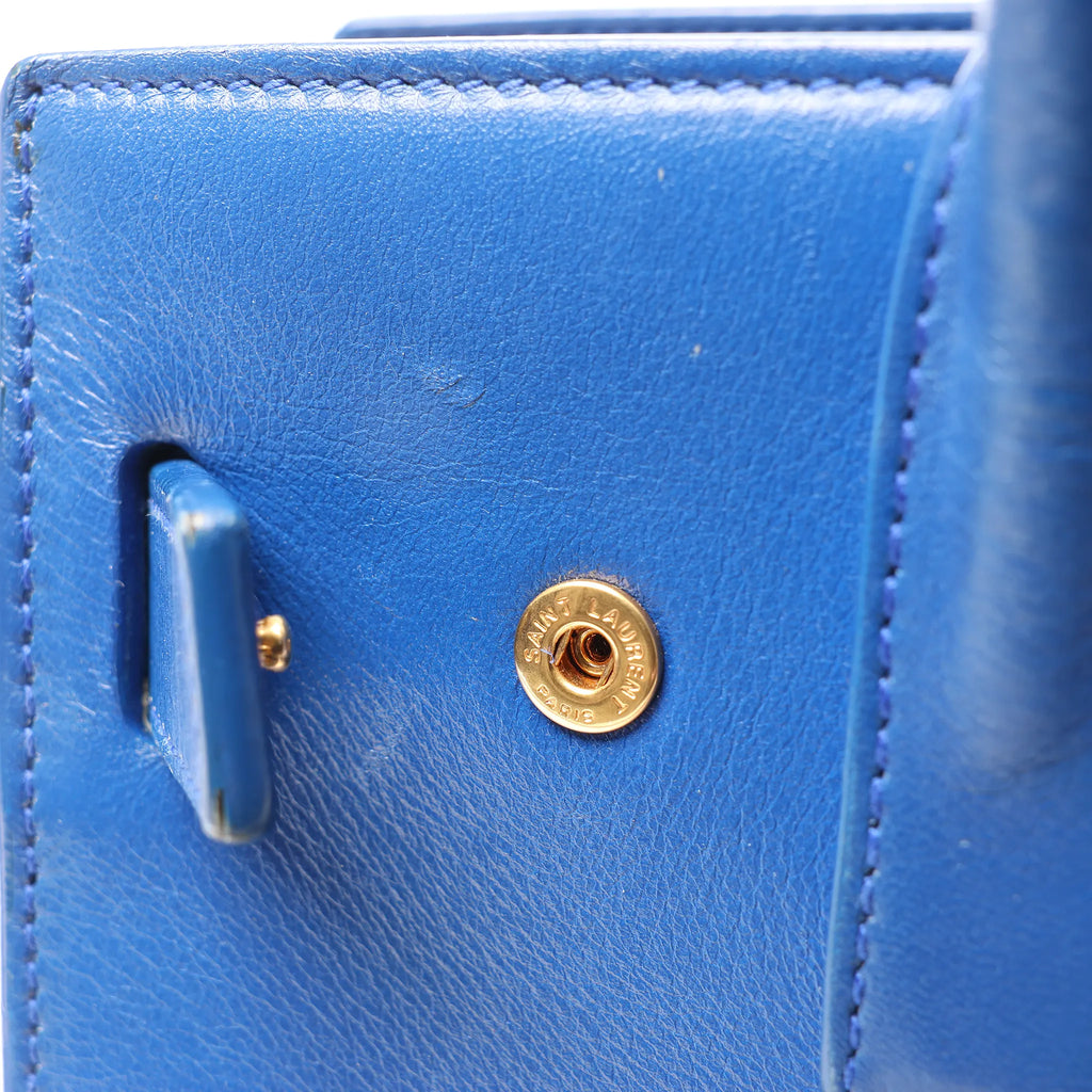 Saint Laurent Paris Sac de Jour Nano Leather 2Way Handbag Blue 340778