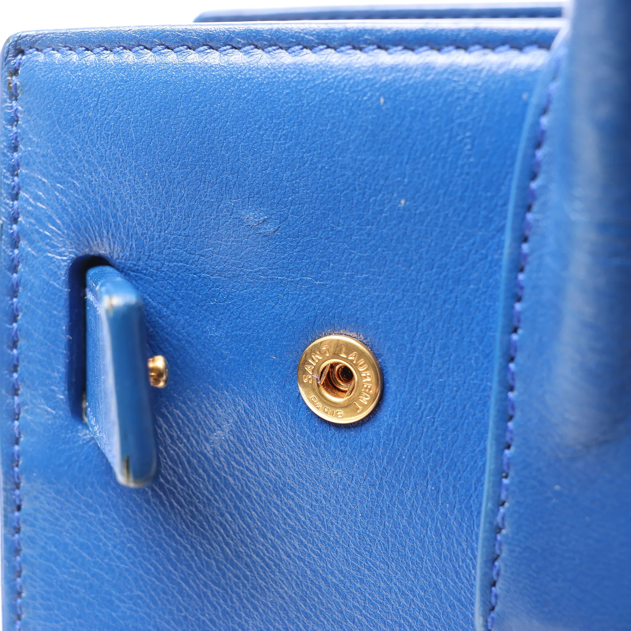Saint Laurent Paris Sac de Jour Nano Leather 2Way Handbag Blue 340778