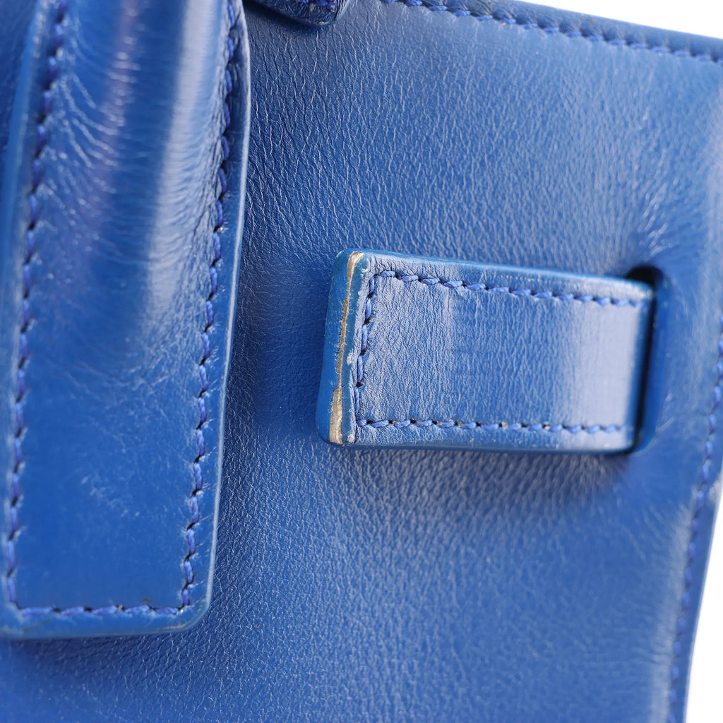Saint Laurent Paris Sac de Jour Nano Leather 2Way Handbag Blue 340778