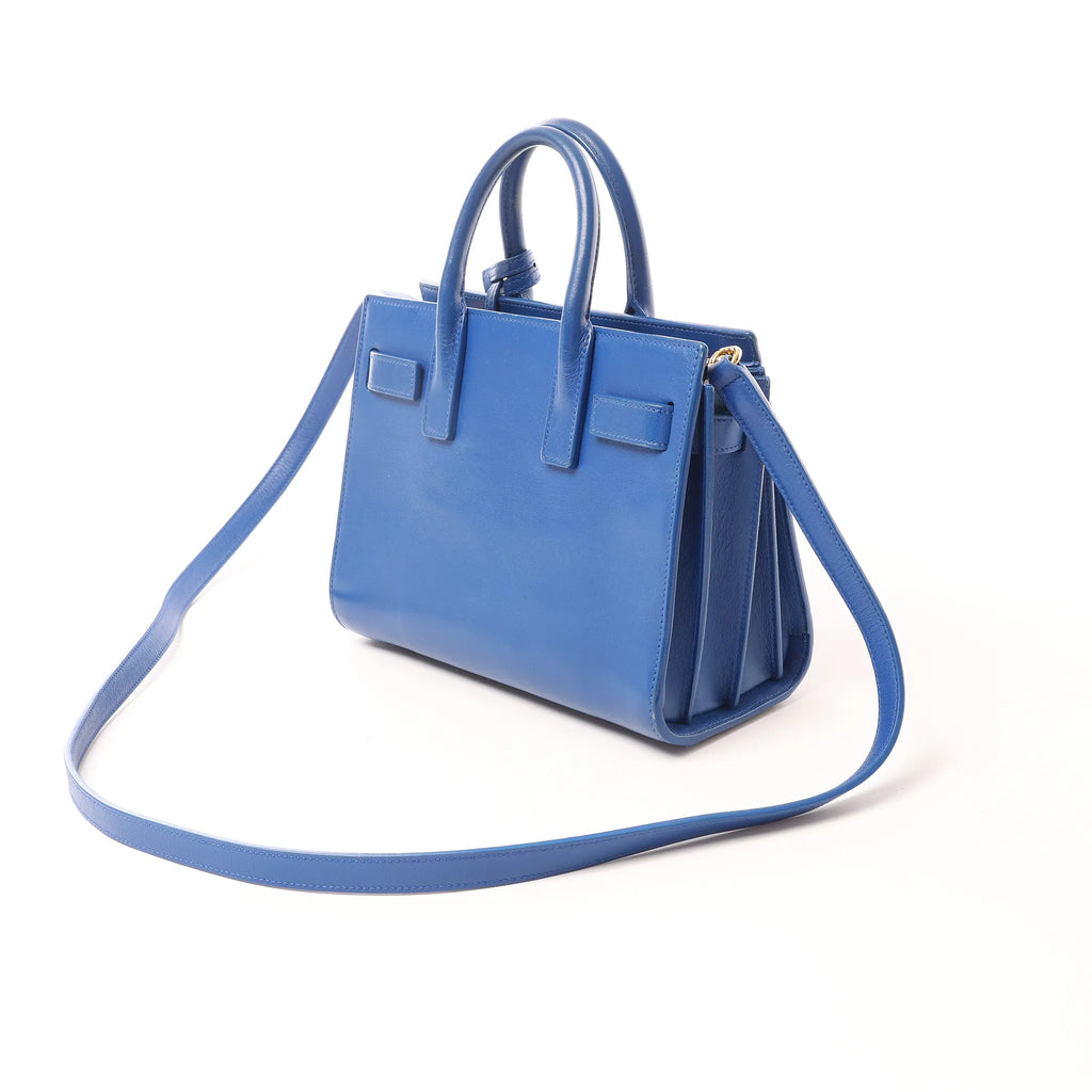 Saint Laurent Paris Sac de Jour Nano Leather 2Way Handbag Blue 340778