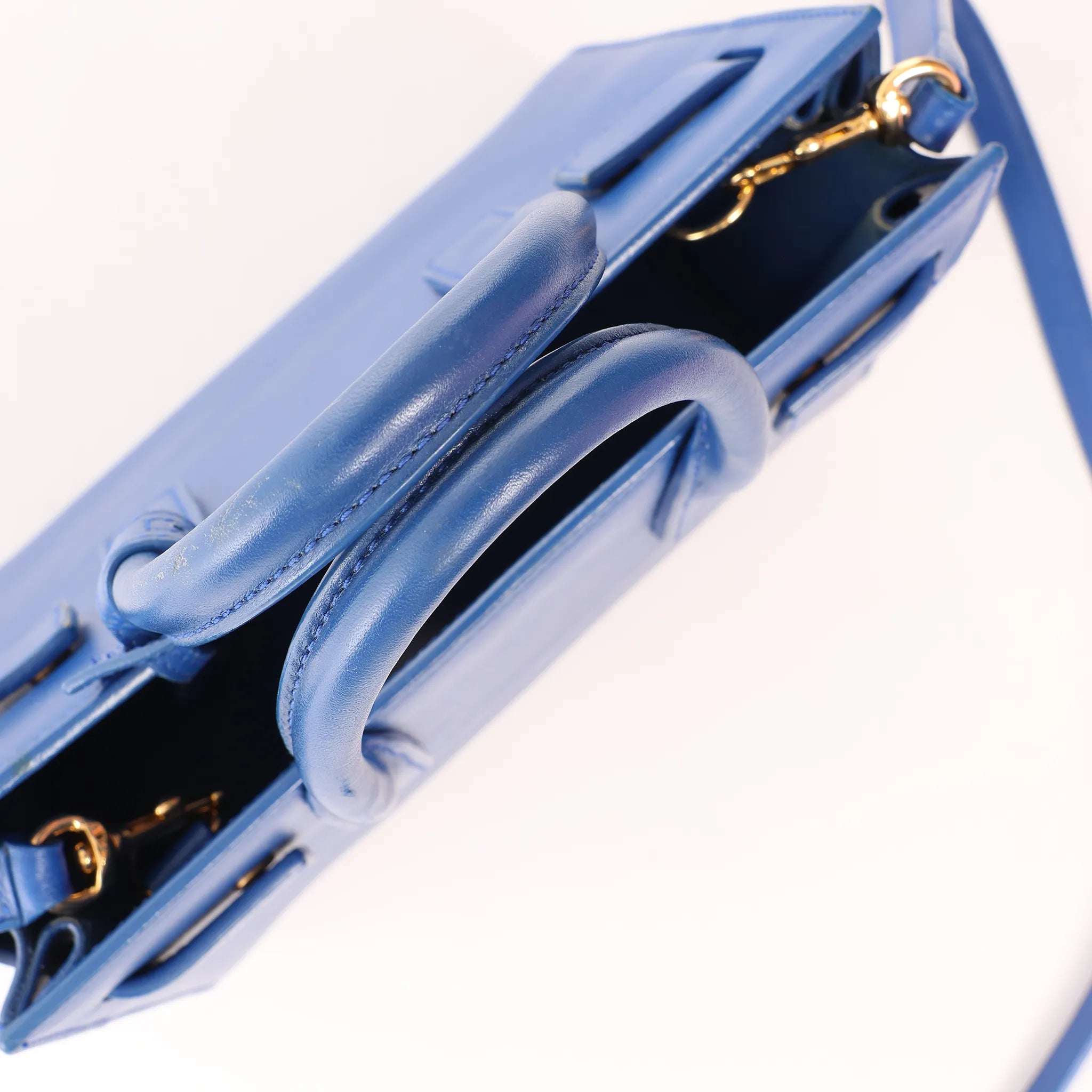 Saint Laurent Paris Sac de Jour Nano Leather 2Way Handbag Blue 340778