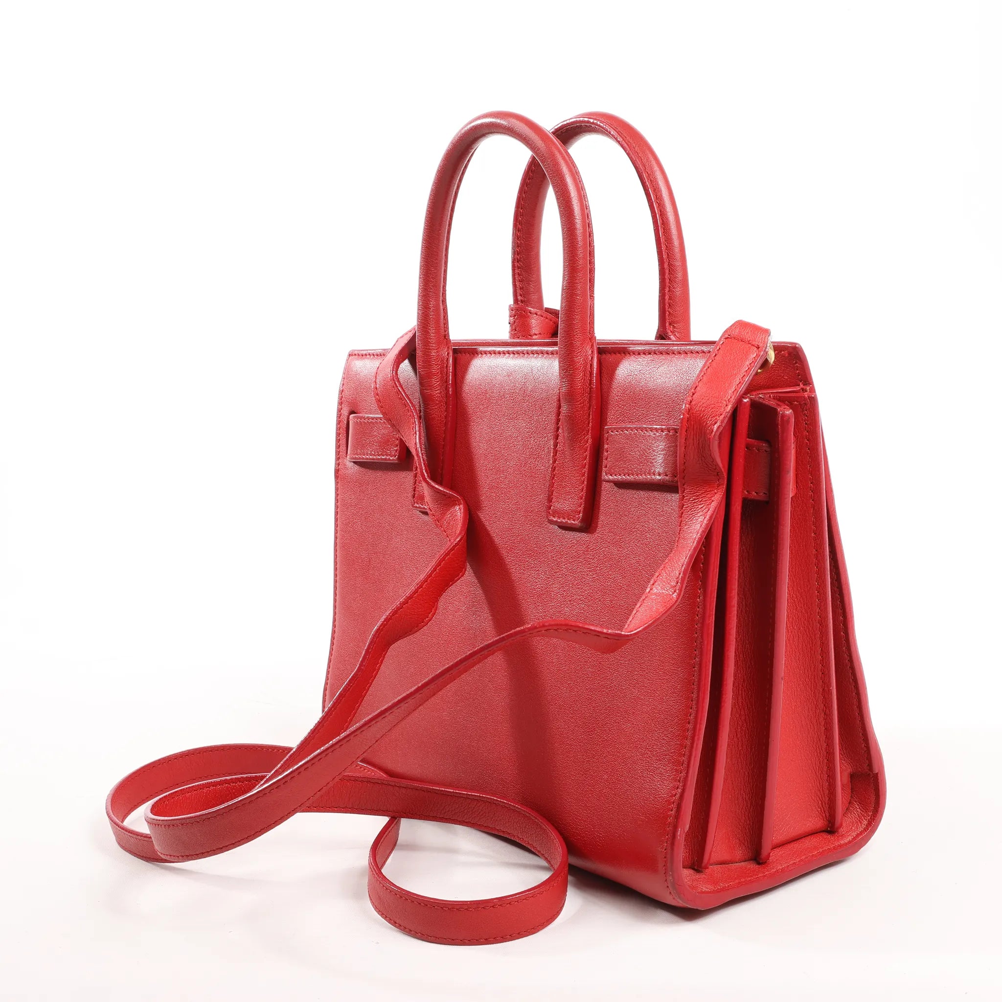 Saint Laurent Paris Sac de Jour Nano Leather 2Way Handbag Red 340778