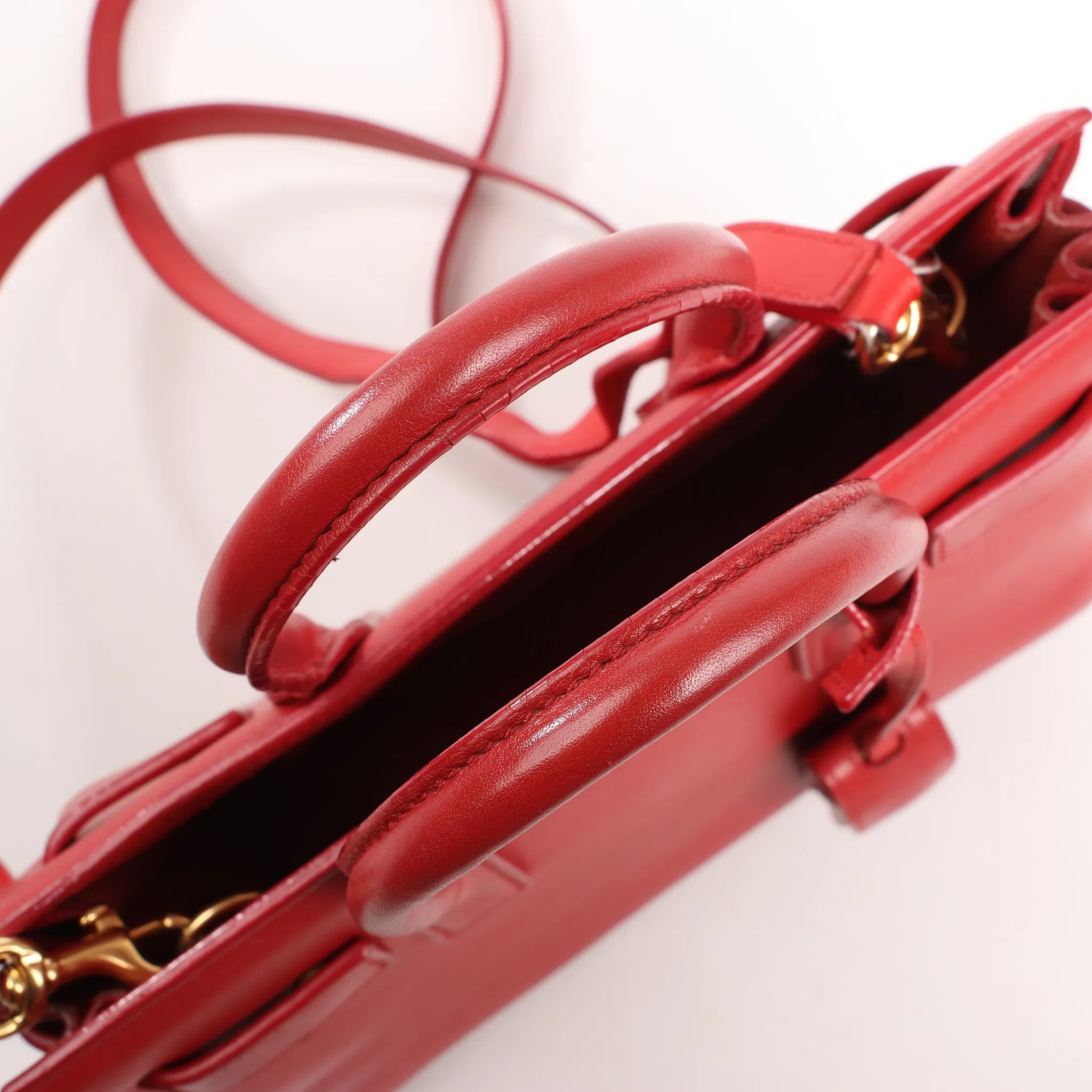 Saint Laurent Paris Sac de Jour Nano Leather 2Way Handbag Red 340778