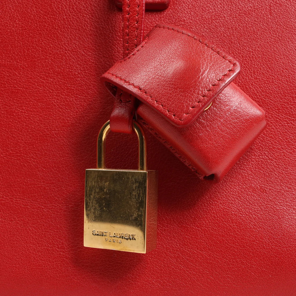 Saint Laurent Paris Sac de Jour Nano Leather 2Way Handbag Red 340778