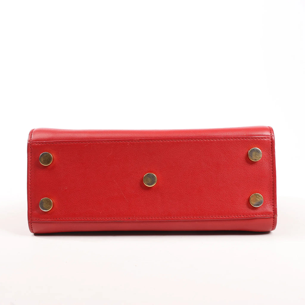 Saint Laurent Paris Sac de Jour Nano Leather 2Way Handbag Red 340778