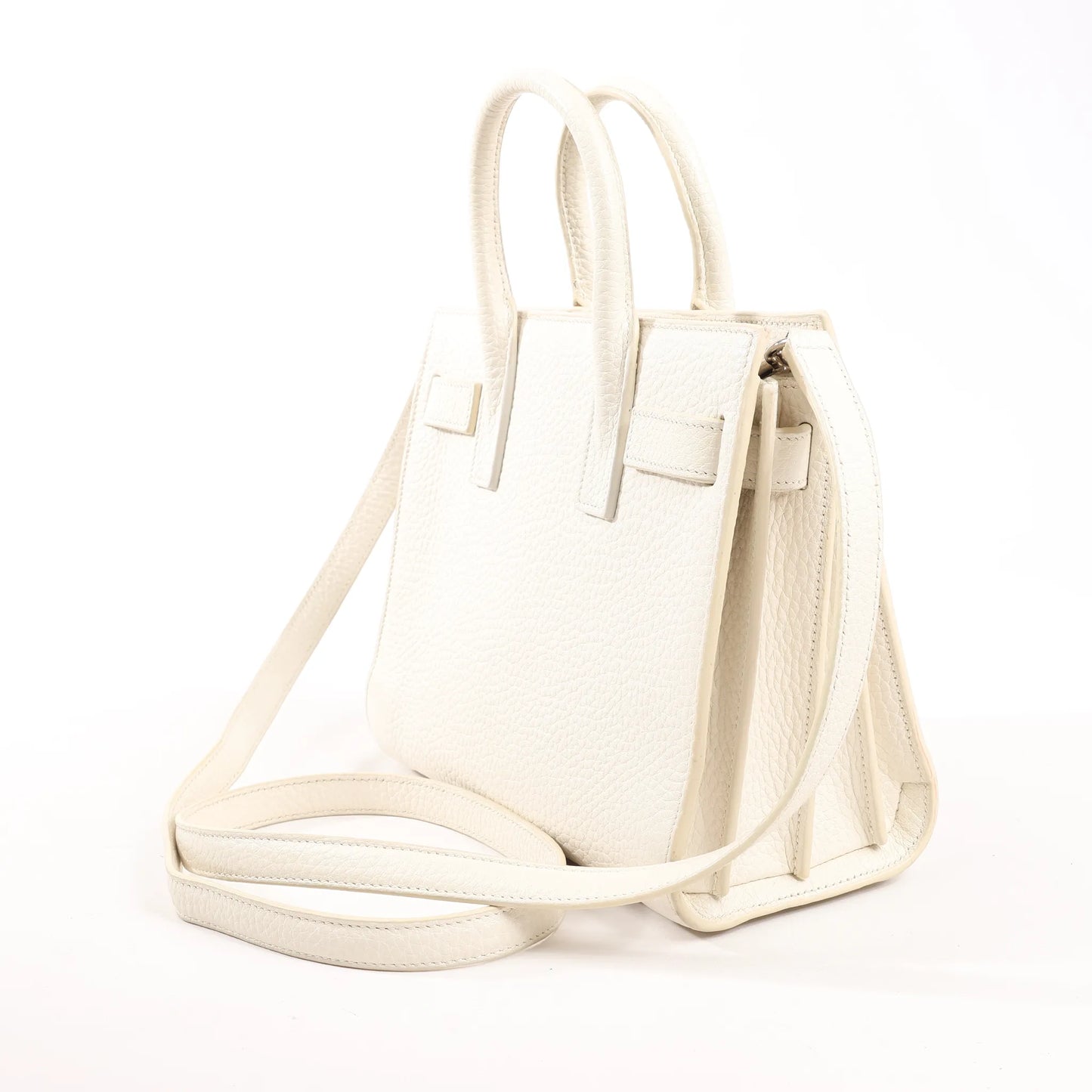 Saint Laurent Paris Sac de Jour Nano Leather 2Way Handbag White 340778