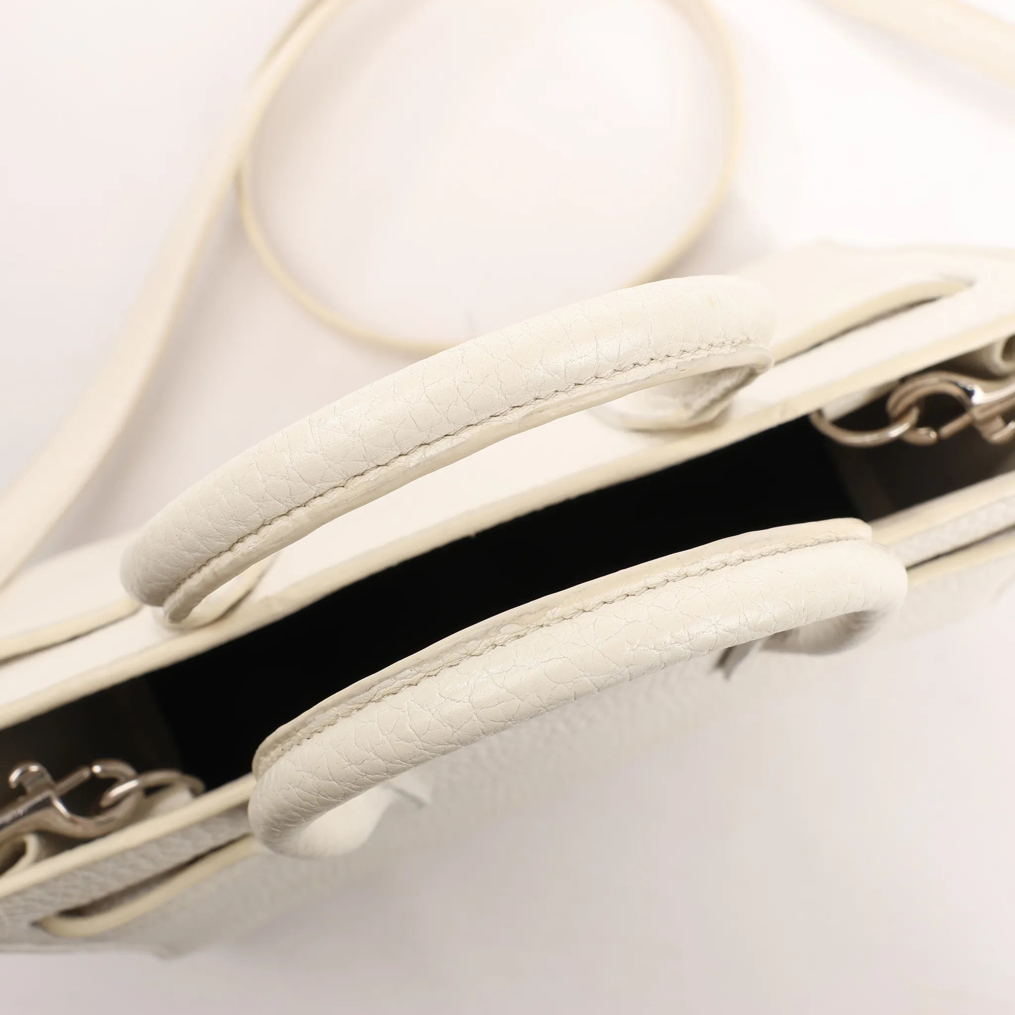 Saint Laurent Paris Sac de Jour Nano Leather 2Way Handbag White 340778