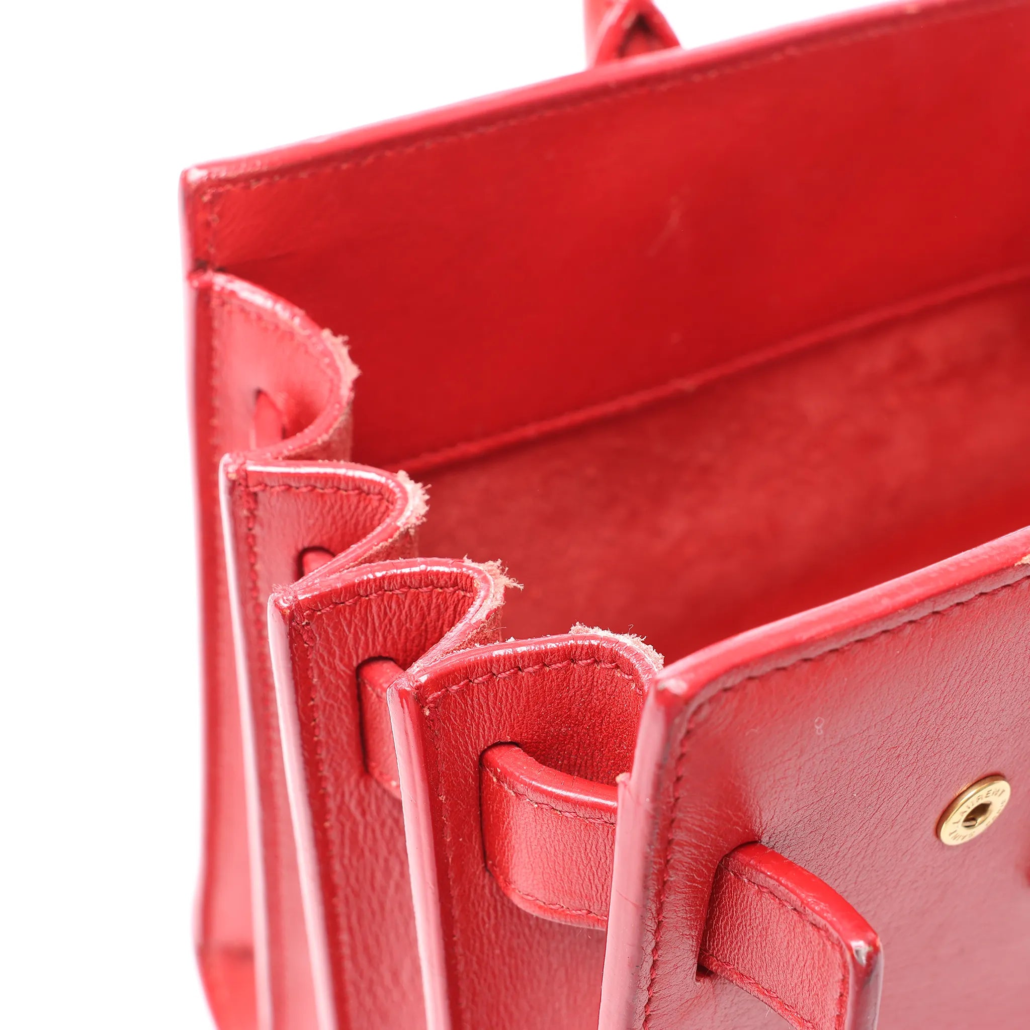 Saint Laurent Paris Sac de Jour Nano Leather Handbag in Red