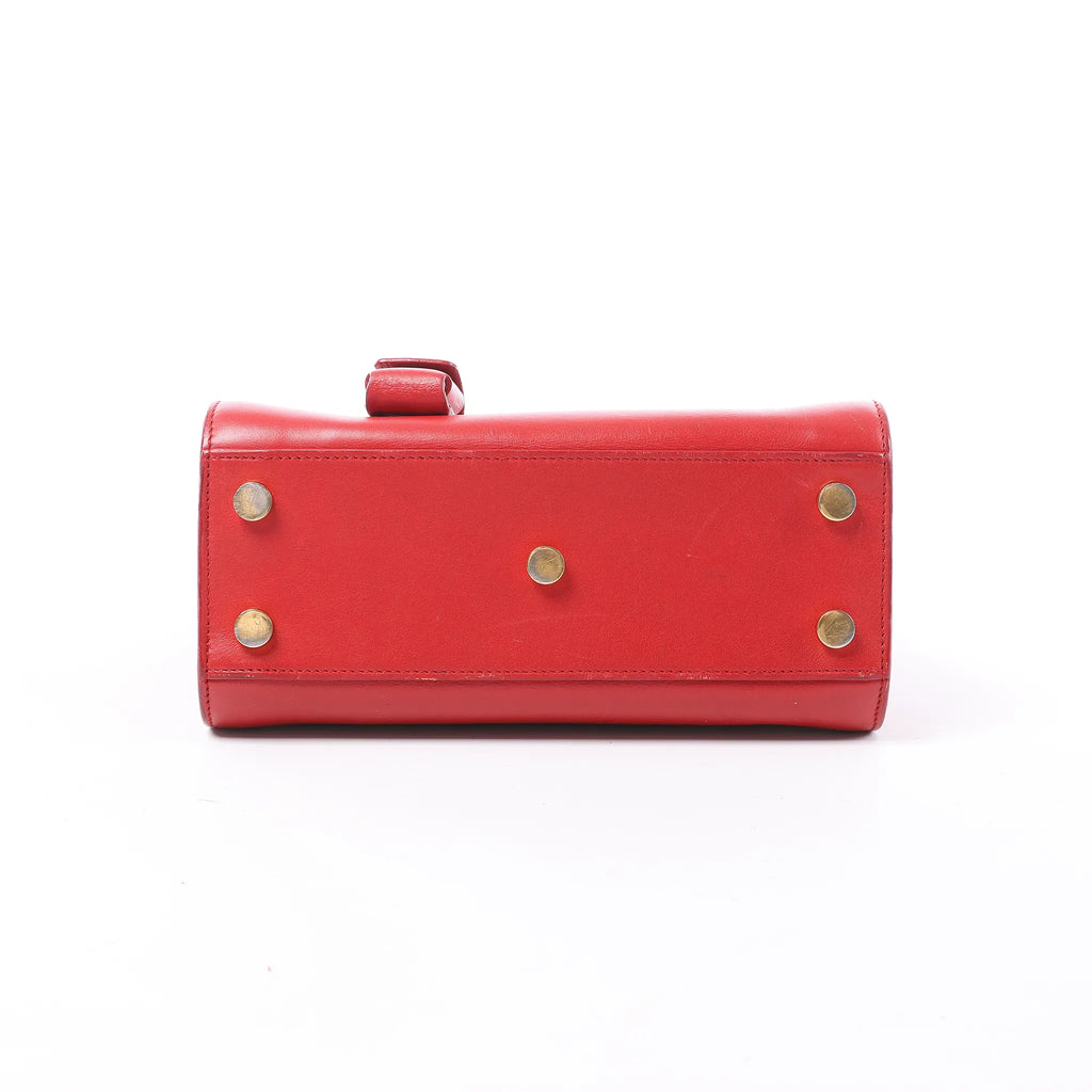 Saint Laurent Paris Sac de Jour Nano Leather Handbag in Red