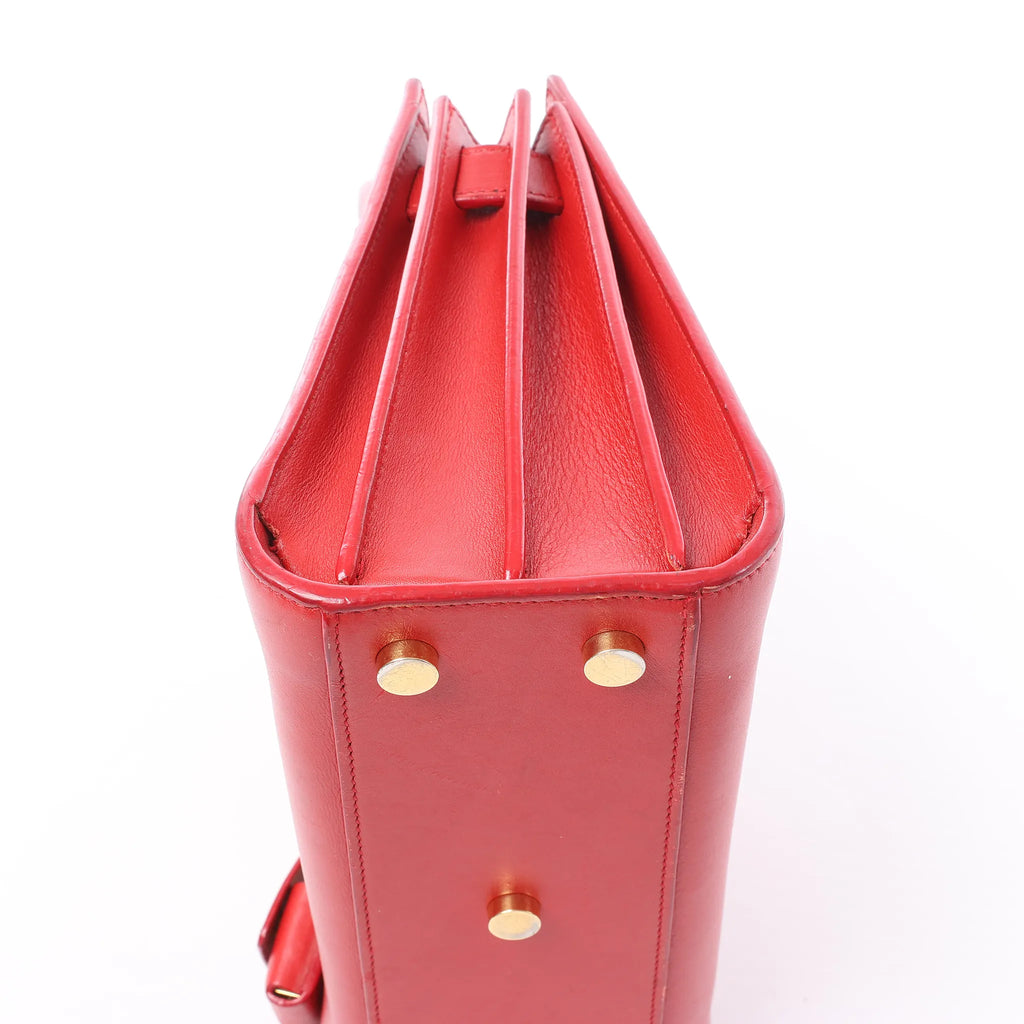 Saint Laurent Paris Sac de Jour Nano Leather Handbag in Red