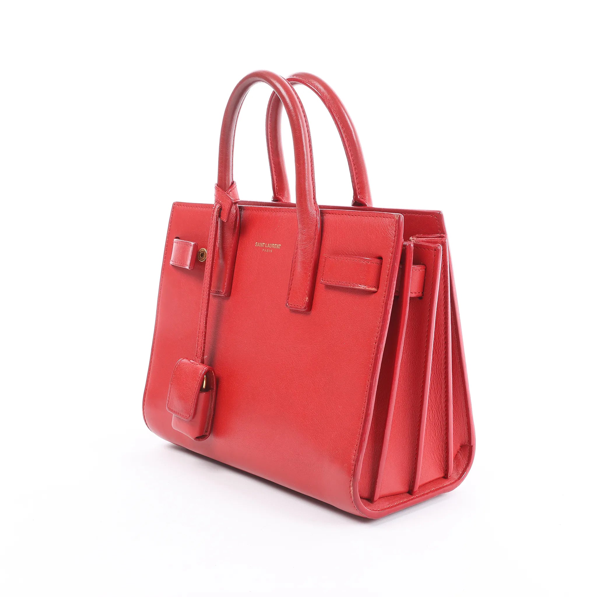 Saint Laurent Paris Sac de Jour Nano Leather Handbag in Red