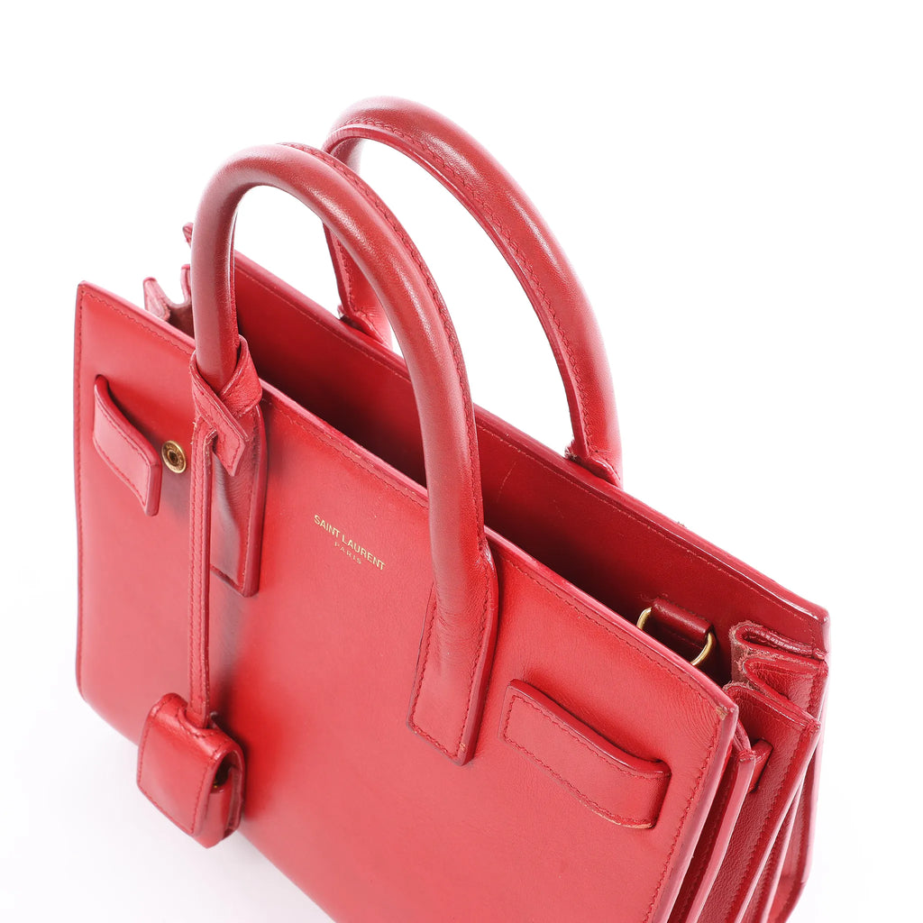 Saint Laurent Paris Sac de Jour Nano Leather Handbag in Red