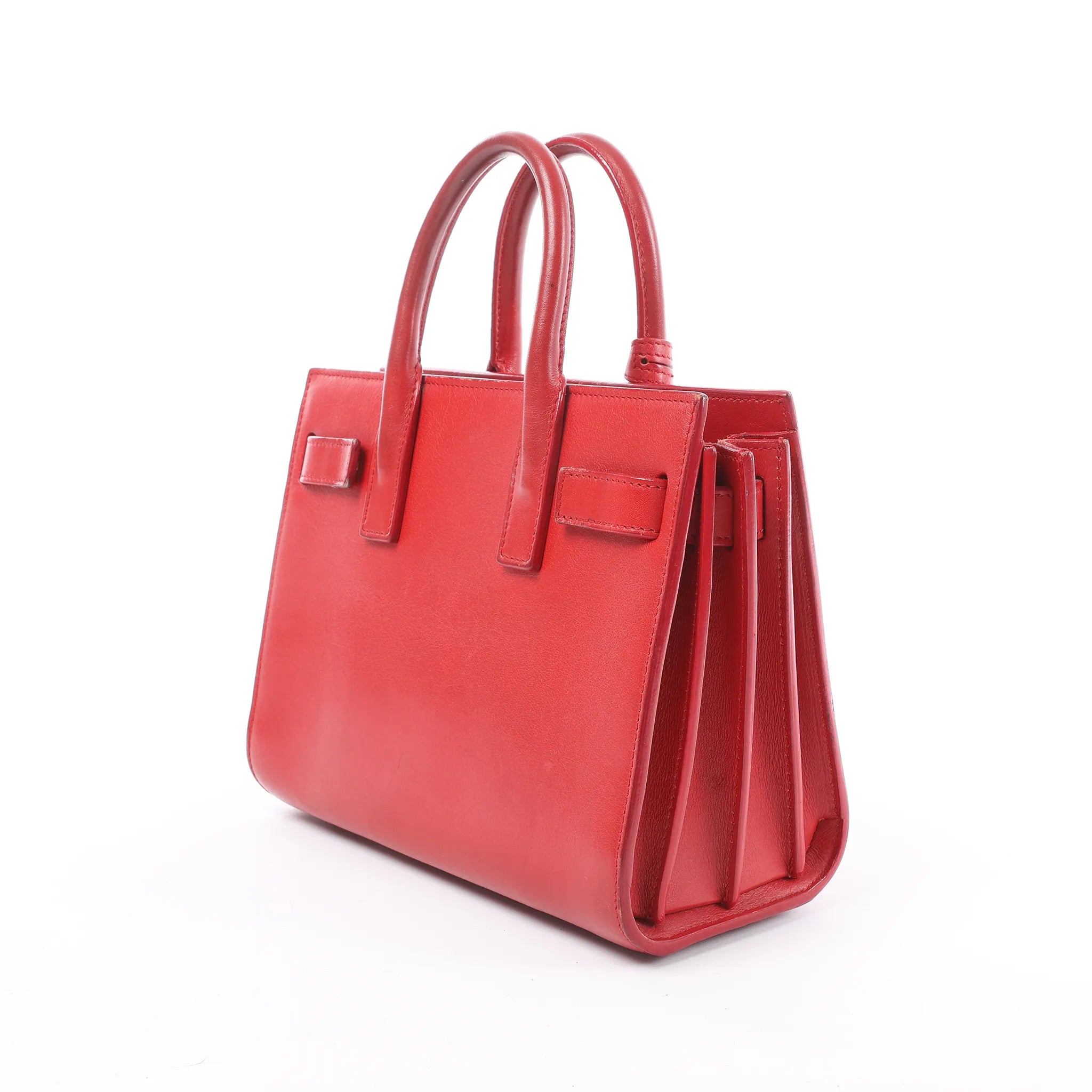 Saint Laurent Paris Sac de Jour Nano Leather Handbag in Red