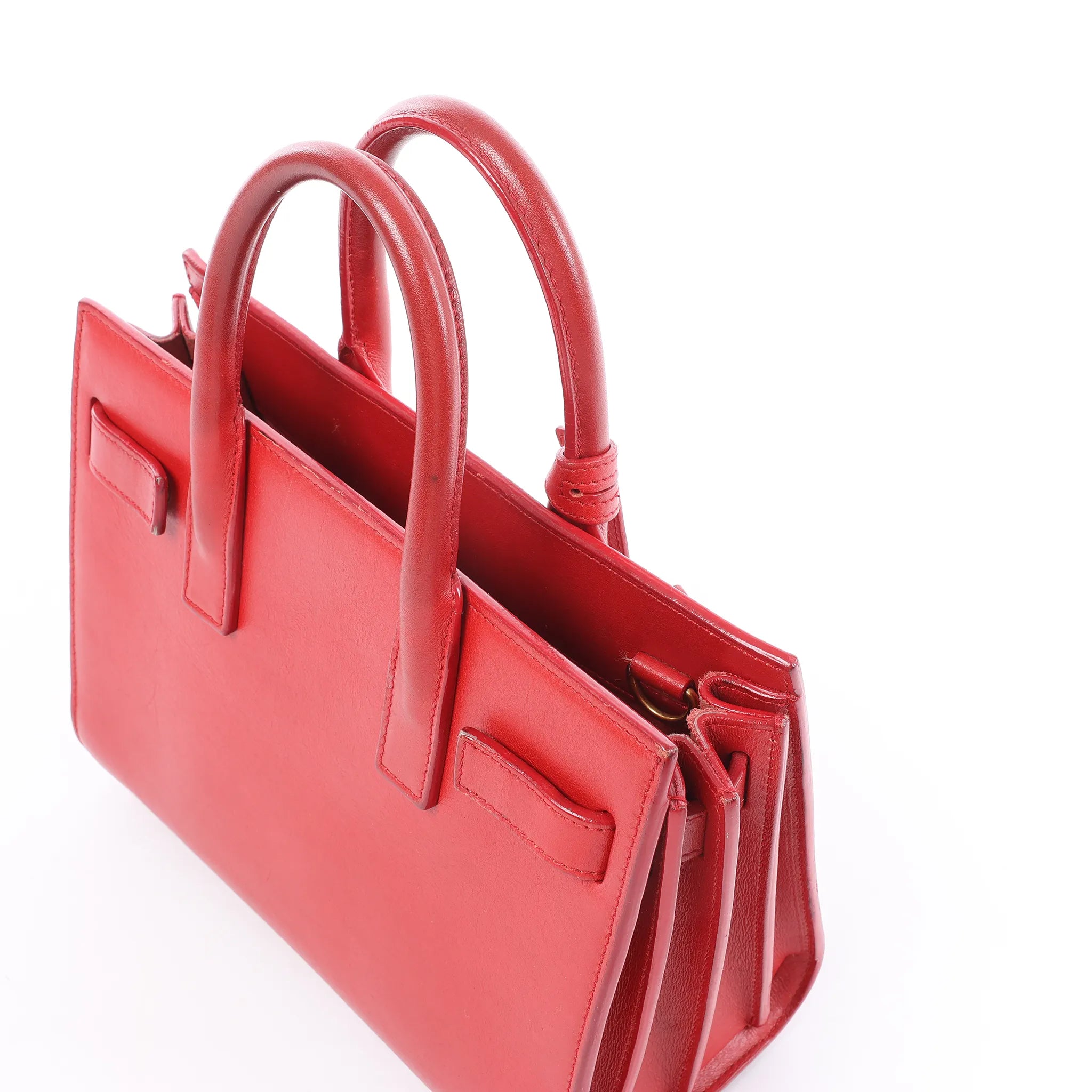 Saint Laurent Paris Sac de Jour Nano Leather Handbag in Red