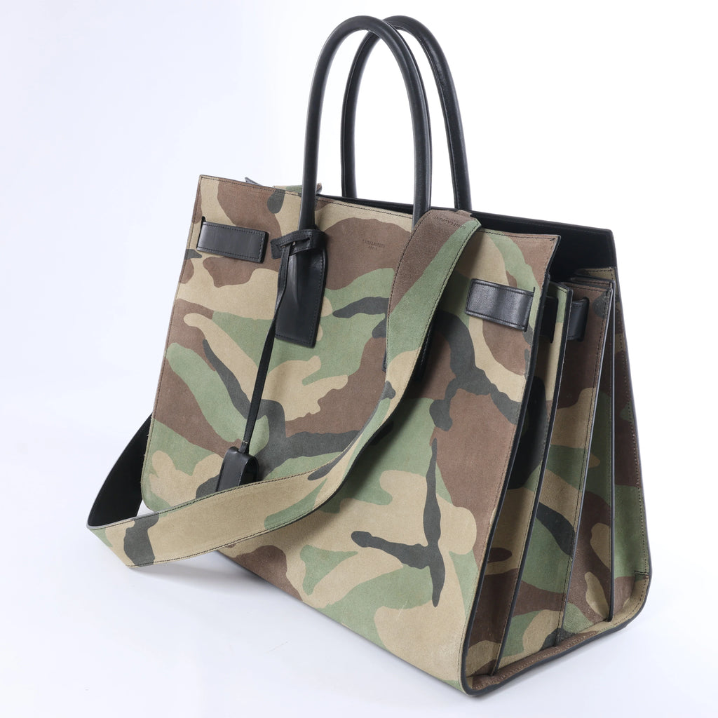 Saint Laurent Paris Sac de Jour Suede & Leather 2Way Handbag in Green 441571