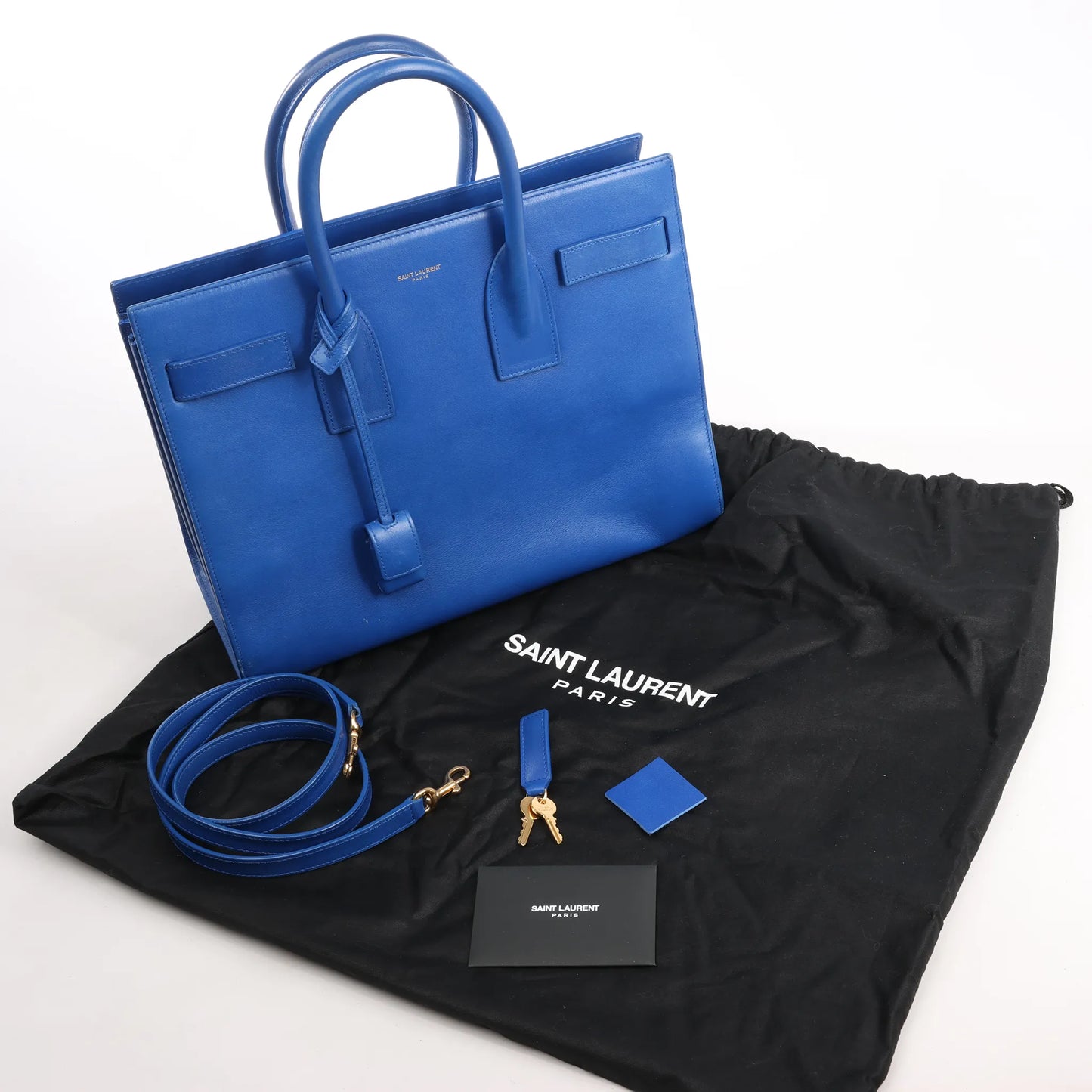 Saint Laurent Paris Sac de Jour Leather 2way Handbag in Blue 355153