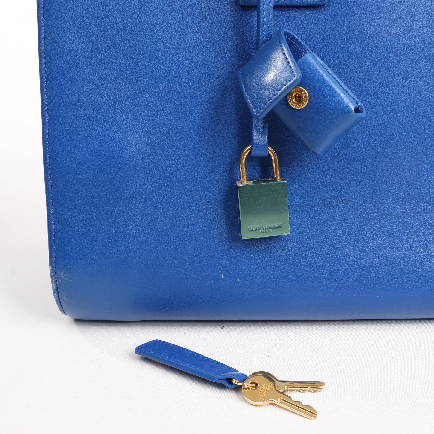 Saint Laurent Paris Sac de Jour Leather 2way Handbag in Blue 355153