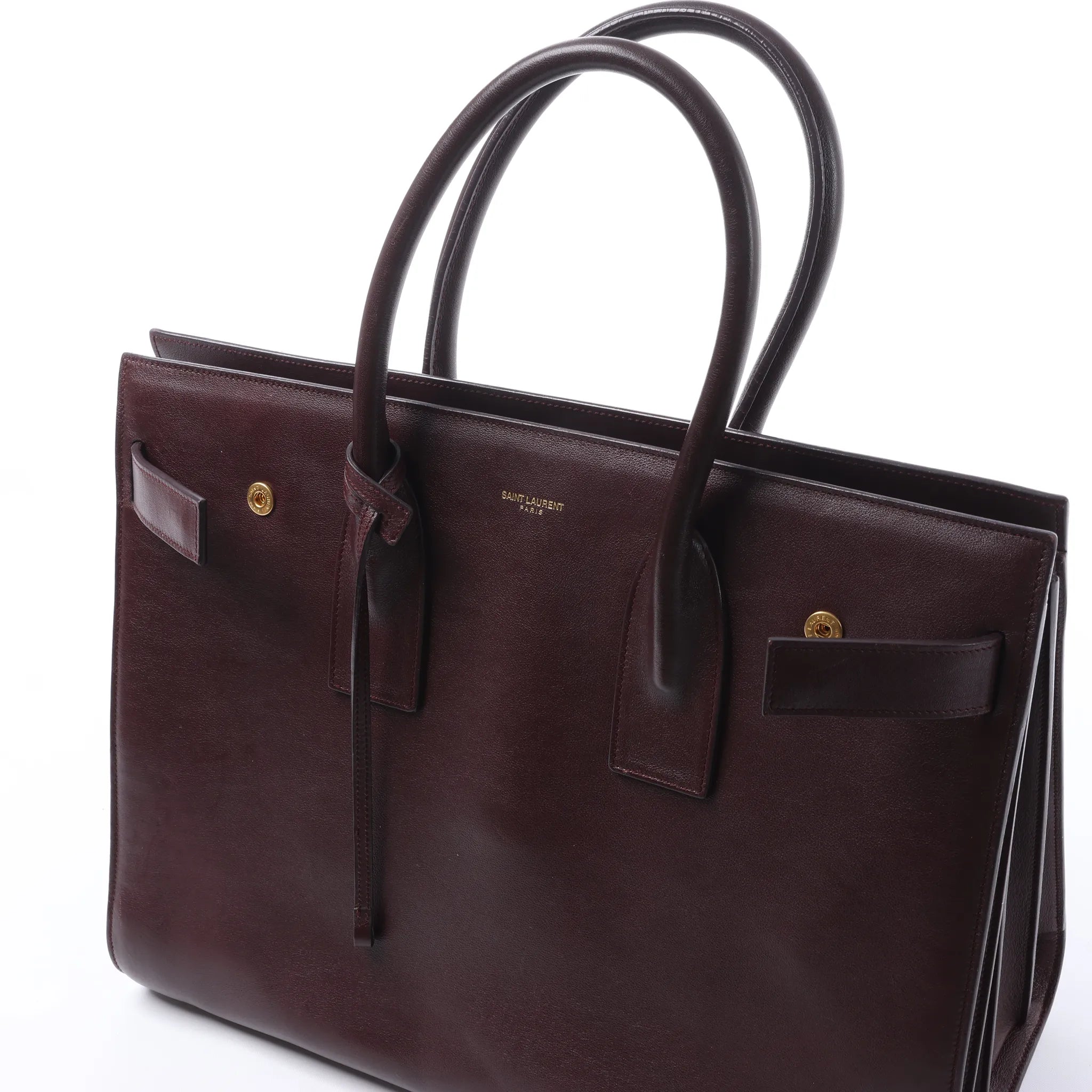 Saint Laurent Paris Sac de Jour Leather Handbag in Burgundy 347543