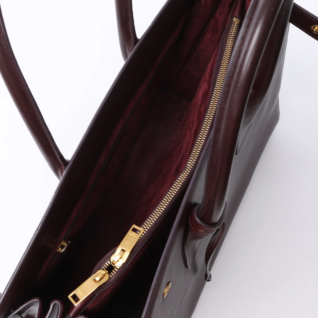 Saint Laurent Paris Sac de Jour Leather Handbag in Burgundy 347543
